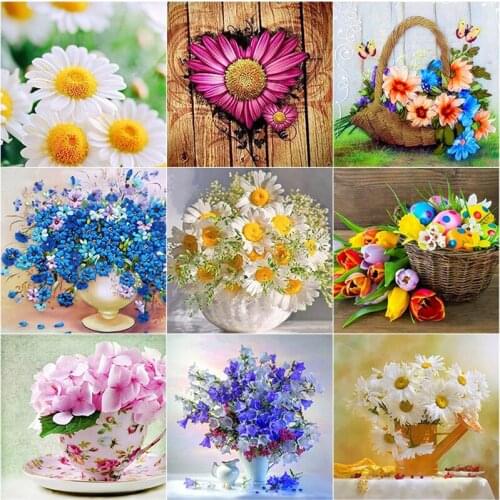 New 5D DIY Diamond Painting Full Round Square Drill Flower Diamond Embroidery Cross Stitch Rhinestone Manual Art Home Decor Gift