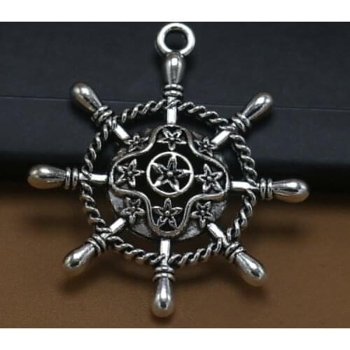 ANGRLY 10pcs 38*34mm Have Hook Up Silver Alloy Sailor Rudder Anchor Accessories Handmade Accessories Party Craft Supplies