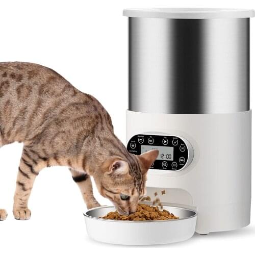 Automatic Cat Feeder with Timer - 4.5L Pet Food Dispenser with Stainless Steel Bowl Low Food LED Indication