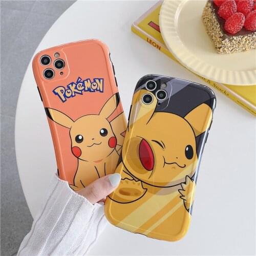 Pokemon Mobile Phone Case Pikachu TPU Phone Cover Cute Cartoon Anti-fall Apple Shell Kid Gift for Iphone 7 8 11 12 Pro Max Xs Xr