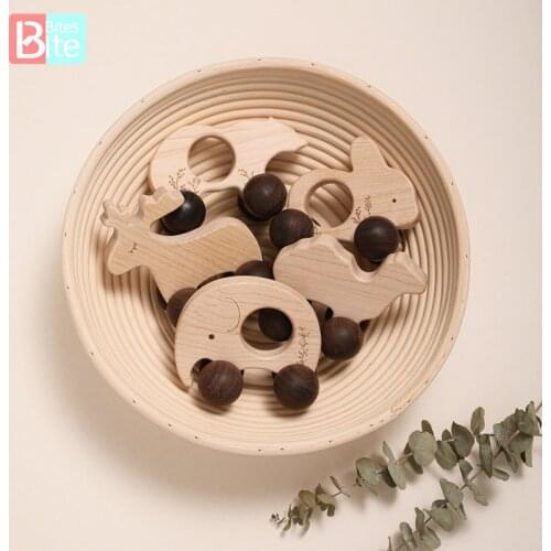 Bite Bites Baby Educational Toys 1PCS Maple Cartoon Animal Four-Wheeler ECO-Fiendly Safe Baby Teether Childrens Educational Toy