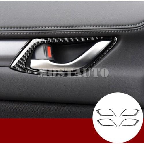 For Mazda CX-8 Carbon Fiber Car Door Handle Bowl Frame Trim Cover 2018-2019 4pcs Car Accessories Interior Car Decor Car Trim