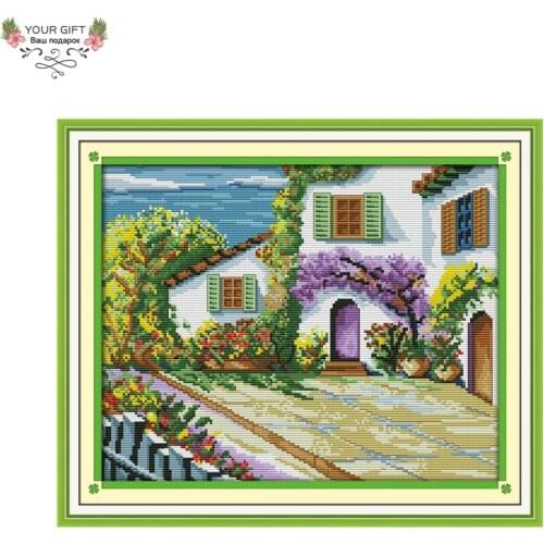 Joy Sunday Gadern House Home Decor F442 Counted Stamped Beautiful Courtyard Needlepoint Embroidery Cross Stitch Kits