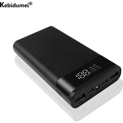 DIY 6*18650 Battery Power Bank Shell DC 5V Dual USB Micro USB Type C Battery Charge Storage Box With LED Display Flashlight