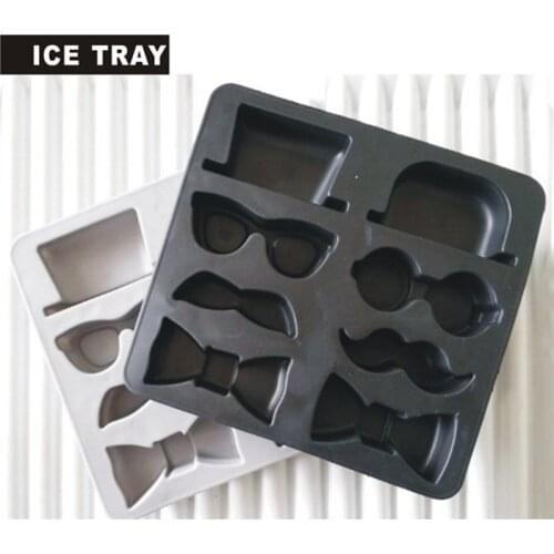 Creative DIY Silicone Gentleman Style Ice Cube Beard Hat Tie Glasses Silicone Ice Trays Mold Silicone Cake Mold