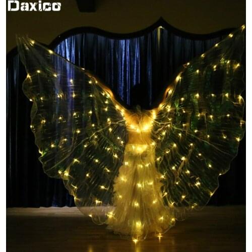 LED 6 Color Change Color Belly Dance Wings Butterfly Belly Dance Costume 360 Egyptian Stage Performance DJ LED Wings with Sticks