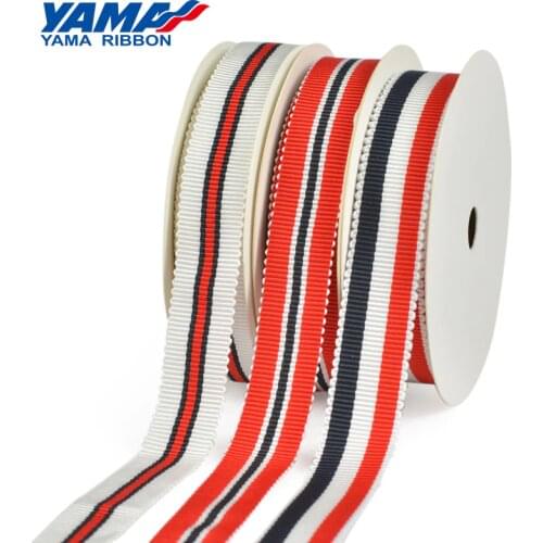 YAMA Stripe Petersham Ribbon 100Yards Per Roll 9mm 16mm 25mm Ribbons 3/8" 5/8" 1" inch