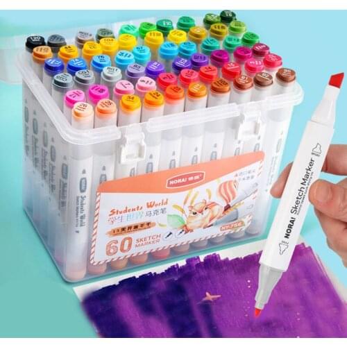 12/24/36/48/60 High Quality Marker Pp Boxed Colorful Two-tip Painting Water-based Marker Art Painting Supplies