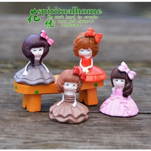 4pcs Cute Little Princess Girl Figures Miniature Desktop Home Decor Girl Model Princess Fairy Valentines Day Gift Dollhouse