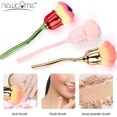 Newcome Rose Flower Shape Nail Art Dust Brush Soft Fancy Dust Powder Removal Blush Lush and Cute Powder Brushes Nail Art Tools