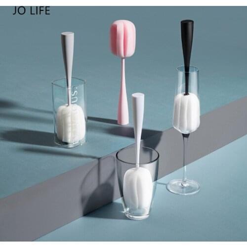 JO LIFE Nordic Standable Glass Cup Washing Cleaning Tool Baby Bottle Spout Sponge Brush for Wineglass Bottle