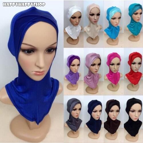 Solid Color Muslim Islamic Women Inner Hijab Beanie Cap Arab Underscarf Bonnet Turban Hats Headwrap Scarves