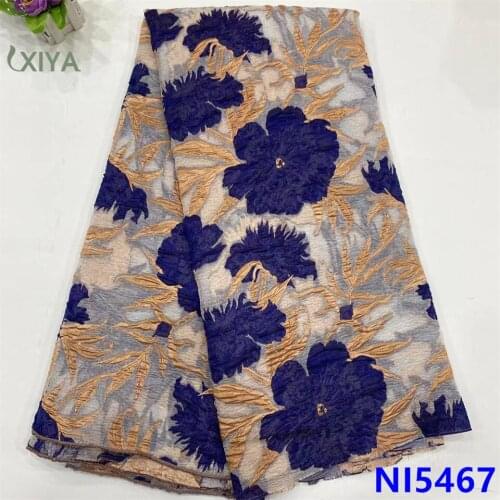 Popualr Jacquard Fabrics Brocade Lace High Quality Nigerian Tulle Mesh Lace Brocade Jacquard Lace for Bridal Materials NI5467