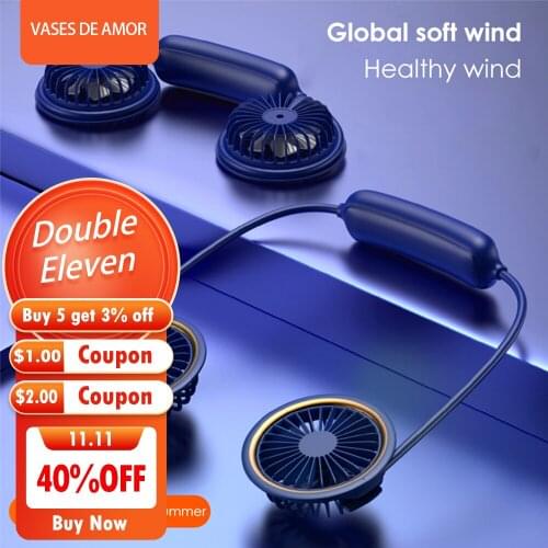 2021 Summer Neck Fan USB Rechargeable Fan Silent USB Portable Foldable Fan For Home Outdoor Neck-hanging Fans