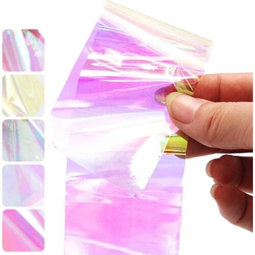 5pcs) 4.8cm*20cm 20 colors New Fly Tying Material Fly Tying Clear Plastic Rainbow Film Flies Wing Flash Material Lure
