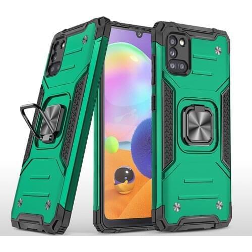 For Samsung A31 Armor Shockproof Case for Samsung Galaxy A31 Drop Protective Defender Magnet Holder Ring Case Cover for A 31