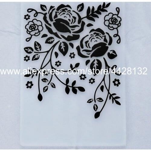 Rose Flowers Plastic Embossing Folder For Scrapbook DIY Album Card Tool Plastic Template 10.4x14.6cm 9081661