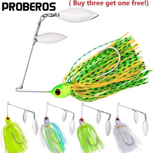 PROBEROS Spinner Bait 10g-14g Fishing Lure 3D Eyes Tandem Willow + Colorado Bladed Spinnerbait Buzzbait For Bass Lure Fishing