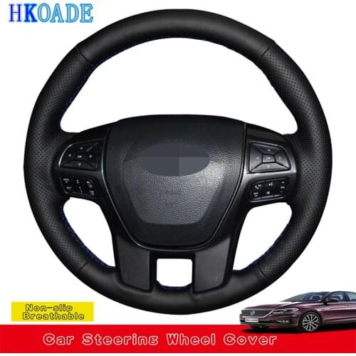 Handsewing Black Non-slip Artificial Leather Car Steering Wheel Cover For Everest 2016 - 2019 Ford Ranger 2019 2018 2017 2016