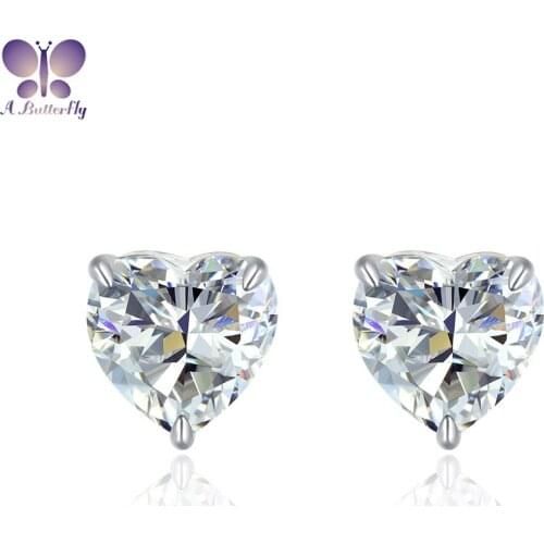 925 Sterling Silver Earrings 7x7mm Shiny Heart cut SONA Stone Ladies Earrings High-level Simulation Diamond Wedding Jewelry