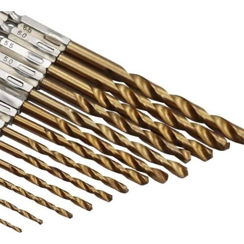 Twist Drill Bits 13 Pcs Hss Hexagonal Shank High Speed Steel Electric Screwdriver Drill Bit Electric Drill Titanium Coated #P2