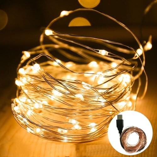 LED Fairy Light USB Powered Silver Wire Starry Fairy Light Christmas Light Garland For Wedding New Year Party Indoor Home Decor