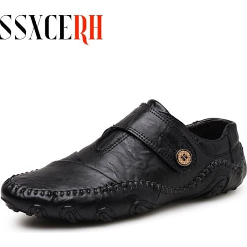 Handmade Fashion British Style Men Causal Shoes Genuine Leather Slip On Men Shoes High Quality Outdoor Shoes Zapatos Hombre