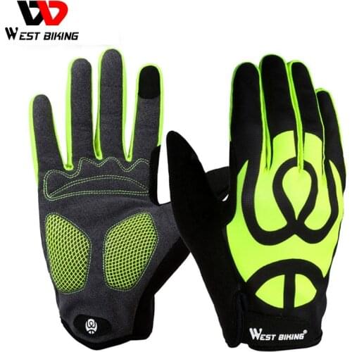 WEST BIKING Cycling Gloves Full Finger Touch Screen Bicycle Gloves Windproof Silica Gel Anti-slip Men Women MTB Road Bike Gloves