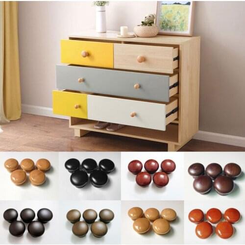 Cabinet Drawer Wood Handles Single Hole Wardrobe Door Knob Closet Dresser Wooden Circle Pulls Furniture Hardware Home Decor