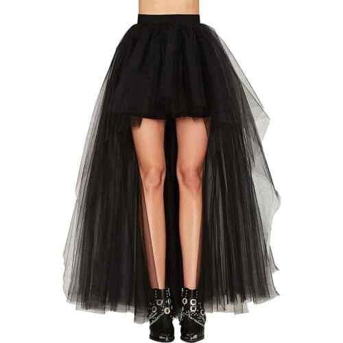4 Colors Skirt Fashion Women Long Tulle Skirt Elegant Princess Sexy Style Irregular Mesh Tutu Skirts Vintage Mini Puffy Skirt