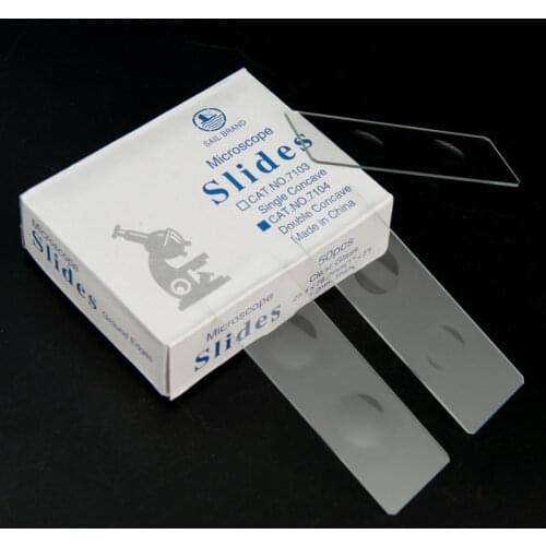 50 PCS/Box Reusable Double Concave Blank Microscope Glass Slides for Preparation of Specimen