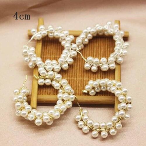 Zerong 4.0cm fashion twist imitation pearl earring silver large C-shaped lady Earrings Jewelry Accessories party decoration