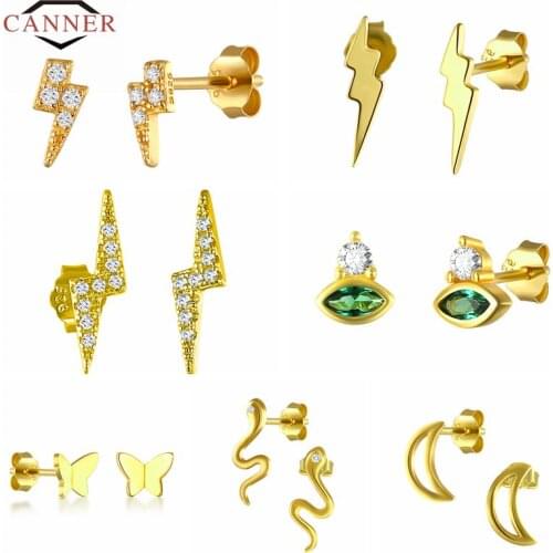 925 Sterling Silver Stud Earrings for Women Simple Smooth lightning/snake/Butterfly Earrings Female Fashion Minimalist Jewelry