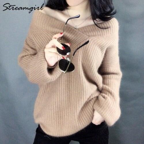 Winter Sweater Women Oversize Warm Pullovers Oversized Sweater 2020 Fall White V Neck Womens Sweaters And Pullovers Jumper