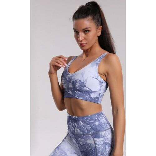 Tie dye Fitness Yoga Suit 2pc Women Sportswear Sets Gym Running Tracksuit Nudity Tank Top High Waist Pocket Leggings Pants,ZF927