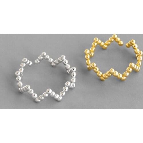 100% 925 sterling silver beads geometric rings for women bijoux, fashion adjustable gold color finger ring femme jewelry 2020