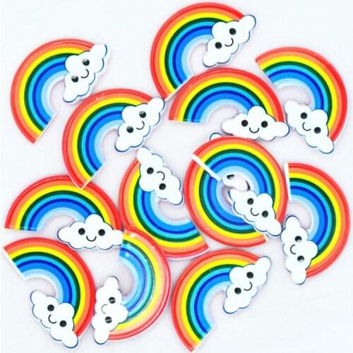 10PCS 15X27mm Acrylic Smile Couldy Rainbow planar Flatback Scrapbooking|Rainbow Decoration Materials