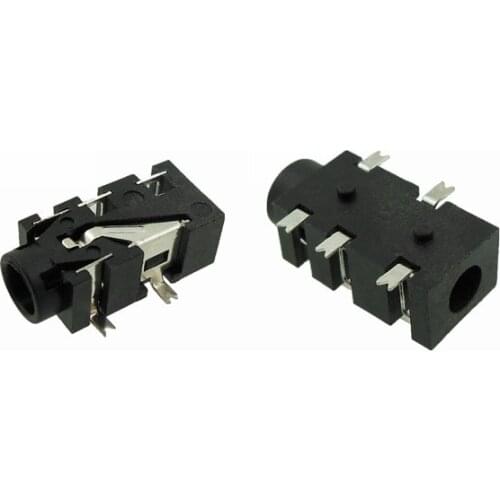 10pcs Phone Jack Diameter 3.5mm 5 pin audio socket for 4 poles earphone plug SMD type reflow solderable with locators DC30V 0.5A