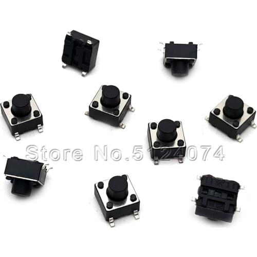100pcs/lot 6*6*6MM 4pin touch switch SMD micro/key switch button 4P 6x6x6 brand new
