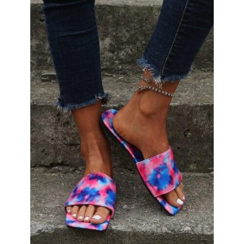 2021 Summer Sandals Fashion Square Toe Womens Shoes Open Toe Flat Slippers Outdoor Comfort Plus Size 43