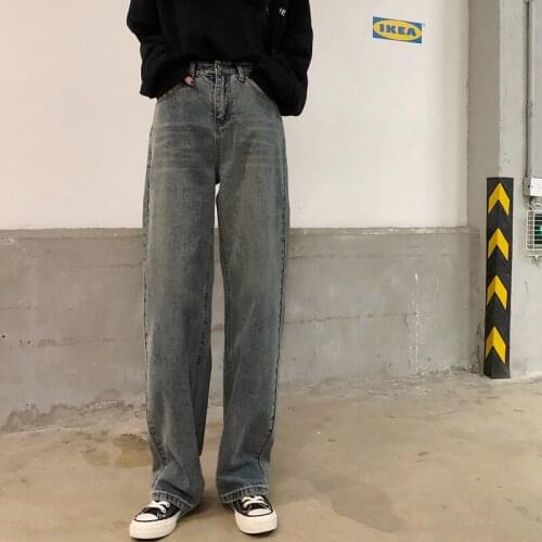 2021 Autumn Loose Retro High Waist Slim Denim Trousers Wide Leg Pants Mopping Pants Women Boyfriend Jeans for Women
