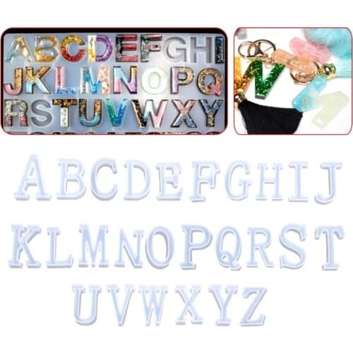 26 Pcs/set Crystal Epoxy English Letters Alphabet Silicone Mould DIY Handmade Jewelry Creative Pendant Model UV Mold
