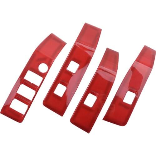 4Pcs/Set Car Door Armrest Window Lift Switch Buttons Cover Fit For Toyota Tacoma 2016 2017 2018 2019 2020 Red Left Hand Drive