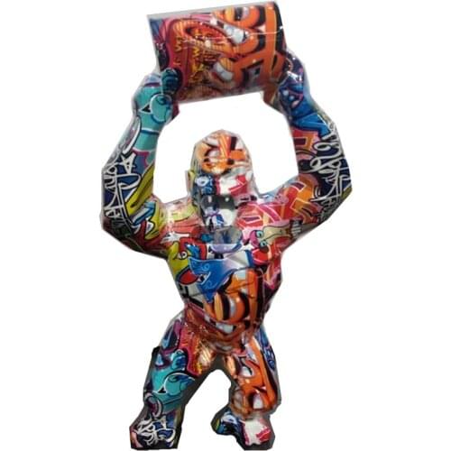40CM BIG MONKEY KING KONG STATUE GRAFFITI GORILLA SCULPTURE GEOMETRIC FRP MODERN BIRTHDAY GIFT FOR WEDDING HOME DECORATION R4022