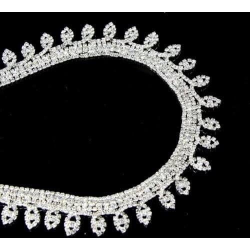 5Yards Clear Diamond Glass Rhinestone Chain Sewing Metal Trimming Crystal Trim Tape Applique Strass Ribbon Banding