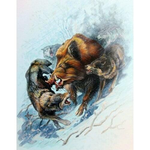 5D DIY Diamond Painting Wild boar Canvas diamond Embroidery Wolf Picture Mosaic Cross Stitch pattern Rhinestone Craft art