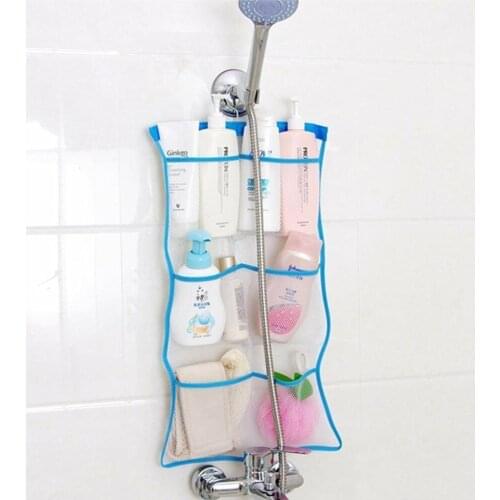 6 Pocket Bathroom Shower Bath Hooks Hanging Mesh Organizer Caddy Storage Bag Bathroom Accessories, Toy organizer Portable