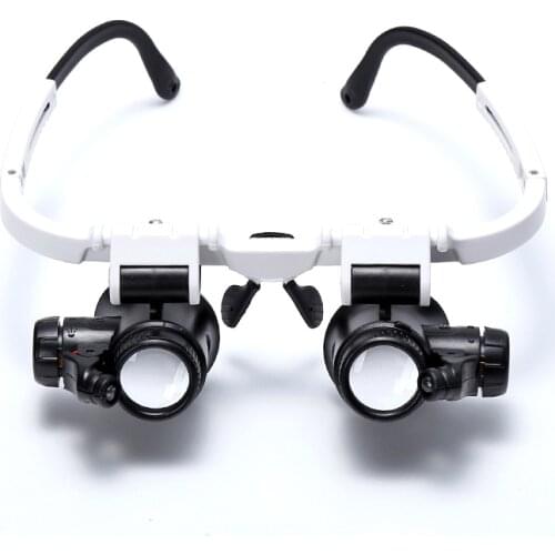 8x 15x 23x Double Eye Loupe Head Wearing Repair Jeweler Watch Clock Magnifier Illuminated Magnifying Glass with LED Light