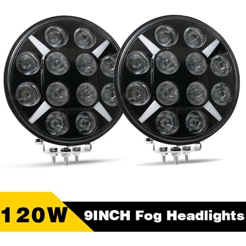 9 Inch 120W 12-30V LED Round Work Light Spot Driving Headlight fog Lamp with Offroad SUV ATV