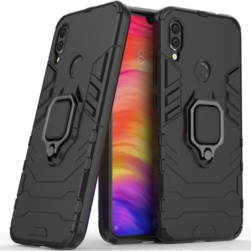 For Xiaomi Redmi Note 7 Case Silicone TPU and Hard PC Luxury Armor Shockproof Metal Ring Holder Case For Xiaomi Redmi Note 7